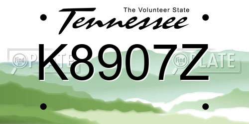 K8907Z Tennessee License Plate