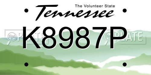 K8987P Tennessee License Plate