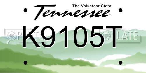 K9105T Tennessee License Plate