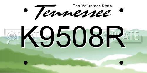 K9508R Tennessee License Plate