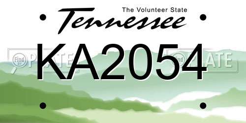 KA2054 Tennessee License Plate