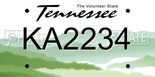 KA2234 Tennessee License Plate