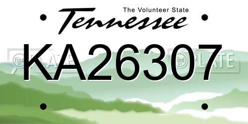 KA26307 Tennessee License Plate