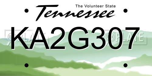 KA2G307 Tennessee License Plate