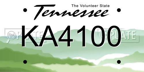 KA4100 Tennessee License Plate