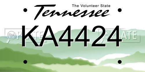 KA4424 Tennessee License Plate