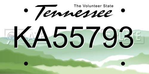 KA55793 Tennessee License Plate