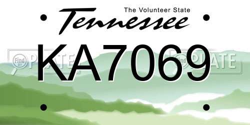KA7069 Tennessee License Plate