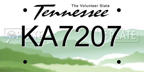 KA7207 Tennessee License Plate