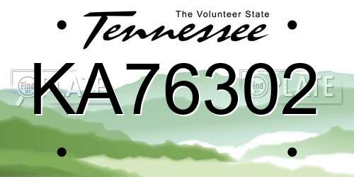 KA76302 Tennessee License Plate