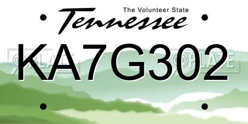 KA7G302 Tennessee License Plate