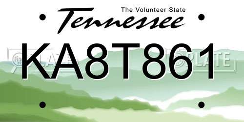KA8T861 Tennessee License Plate