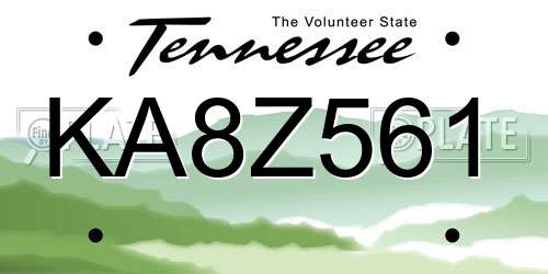 KA8Z561 Tennessee License Plate
