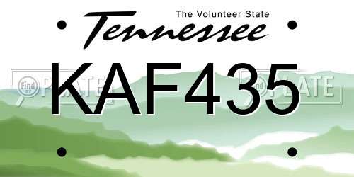 KAF435 Tennessee License Plate