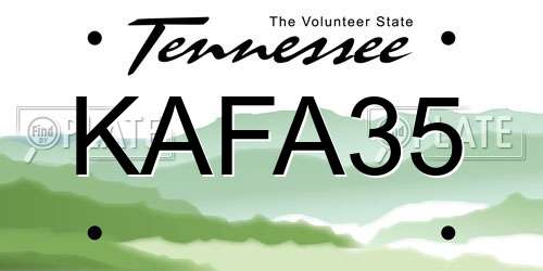 KAFA35 Tennessee License Plate