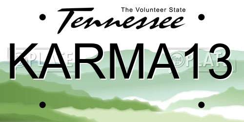 KARMA13 Tennessee License Plate