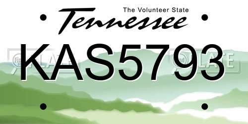 KAS5793 Tennessee License Plate