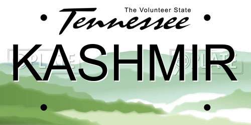 KASHMIR Tennessee License Plate