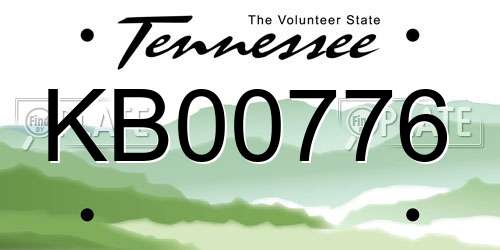 KB00776 Tennessee License Plate