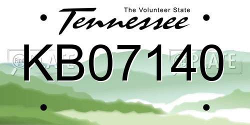 KB07140 Tennessee License Plate