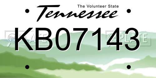 KB07143 Tennessee License Plate