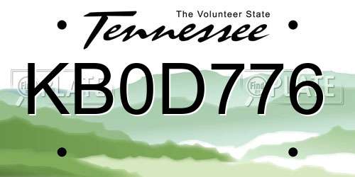 KB0D776 Tennessee License Plate