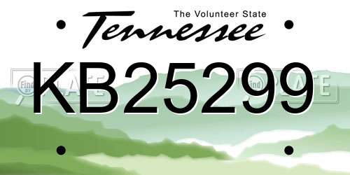 KB25299 Tennessee License Plate