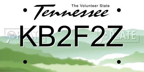 KB2F2Z Tennessee License Plate