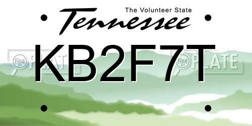 KB2F7T Tennessee License Plate