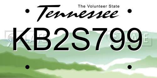 KB2S799 Tennessee License Plate
