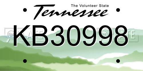 KB30998 Tennessee License Plate