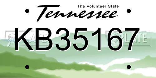 KB35167 Tennessee License Plate
