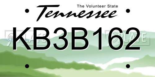 KB3B162 Tennessee License Plate