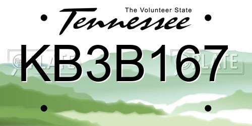 KB3B167 Tennessee License Plate