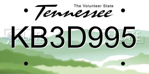 KB3D995 Tennessee License Plate