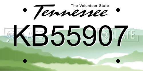 KB55907 Tennessee License Plate