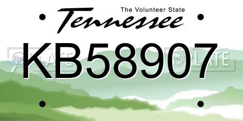 KB58907 Tennessee License Plate