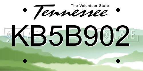 KB5B902 Tennessee License Plate