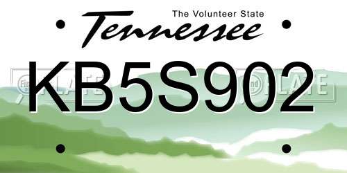 KB5S902 Tennessee License Plate