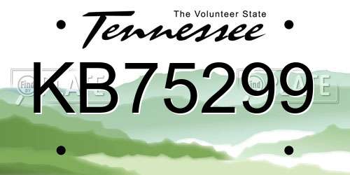 KB75299 Tennessee License Plate