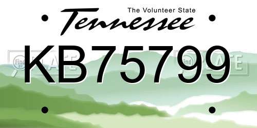 KB75799 Tennessee License Plate