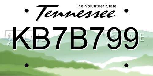 KB7B799 Tennessee License Plate