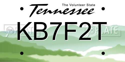 KB7F2T Tennessee License Plate