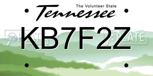 KB7F2Z Tennessee License Plate