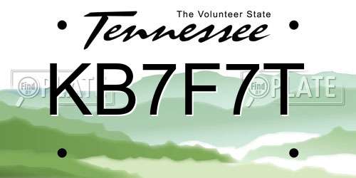 KB7F7T Tennessee License Plate