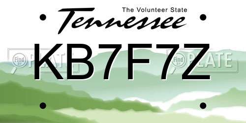 KB7F7Z Tennessee License Plate
