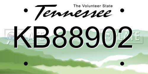 KB88902 Tennessee License Plate