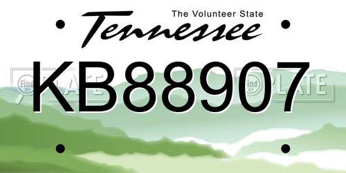 KB88907 Tennessee License Plate