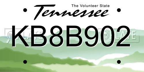 KB8B902 Tennessee License Plate