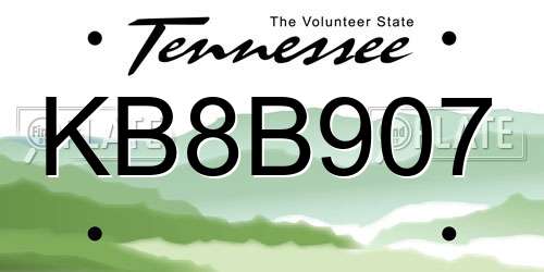 KB8B907 Tennessee License Plate